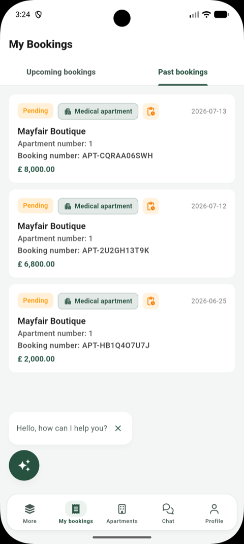 My Bookings in the HajazCo app for tracking booking requests